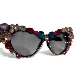 Embellished Multicolor Crystal Cat-Eye Sunglasses